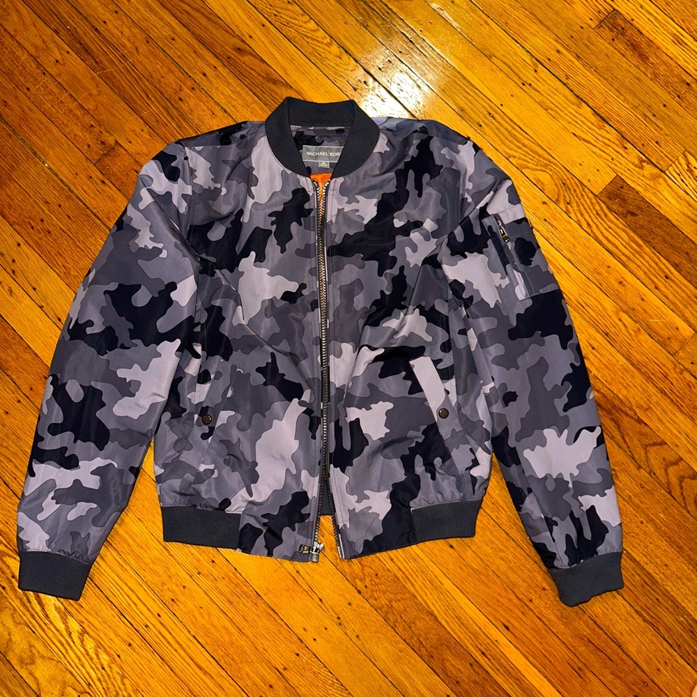 Michael Kors Grey Camo Bomber Jacket Mens